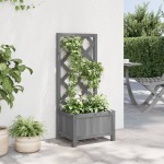 vidaXL Jardinieră cu spalier, gri, lemn masiv de brad