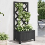 vidaXL Jardinieră cu spalier, negru, lemn masiv de brad vidaXL Jardinieră cu spalier, negru, lemn masiv de brad