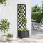 vidaXL Jardinieră cu spalier, negru, lemn masiv de brad