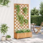 vidaXL Jardinieră cu spalier, maro, lemn masiv de brad vidaXL Jardinieră cu spalier, maro, lemn masiv de brad