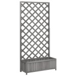 vidaXL Jardinieră cu spalier, gri, lemn masiv de brad vidaXL Jardinieră cu spalier, gri, lemn masiv de brad