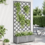 vidaXL Jardinieră cu spalier, gri, lemn masiv de brad vidaXL Jardinieră cu spalier, gri, lemn masiv de brad
