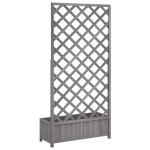 vidaXL Jardinieră cu spalier, gri, lemn masiv de brad vidaXL Jardinieră cu spalier, gri, lemn masiv de brad