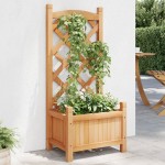 vidaXL Jardinieră cu spalier, maro, lemn masiv de brad vidaXL Jardinieră cu spalier, maro, lemn masiv de brad