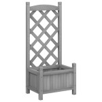 vidaXL Jardinieră cu spalier, gri, lemn masiv de brad vidaXL Jardinieră cu spalier, gri, lemn masiv de brad