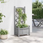 vidaXL Jardinieră cu spalier, gri, lemn masiv de brad vidaXL Jardinieră cu spalier, gri, lemn masiv de brad