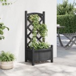 vidaXL Jardinieră cu spalier, negru, lemn masiv de brad