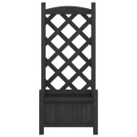 vidaXL Jardinieră cu spalier, negru, lemn masiv de brad
