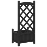 vidaXL Jardinieră cu spalier, negru, lemn masiv de brad