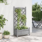 vidaXL Jardinieră cu spalier, gri, lemn masiv de brad vidaXL Jardinieră cu spalier, gri, lemn masiv de brad