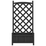 vidaXL Jardinieră cu spalier, negru, lemn masiv de brad