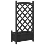 vidaXL Jardinieră cu spalier, negru, lemn masiv de brad