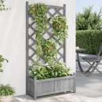 vidaXL Jardinieră cu spalier, gri, lemn masiv de brad vidaXL Jardinieră cu spalier, gri, lemn masiv de brad