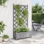 vidaXL Jardinieră cu spalier, gri, lemn masiv de brad vidaXL Jardinieră cu spalier, gri, lemn masiv de brad