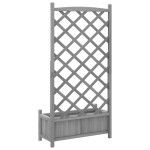 vidaXL Jardinieră cu spalier, gri, lemn masiv de brad vidaXL Jardinieră cu spalier, gri, lemn masiv de brad