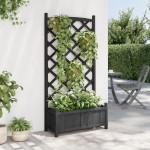 vidaXL Jardinieră cu spalier, negru, lemn masiv de brad