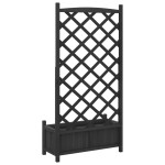 vidaXL Jardinieră cu spalier, negru, lemn masiv de brad