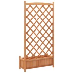 vidaXL Jardinieră cu spalier, maro, lemn masiv de brad