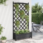 vidaXL Jardinieră cu spalier, negru, lemn masiv de brad vidaXL Jardinieră cu spalier, negru, lemn masiv de brad