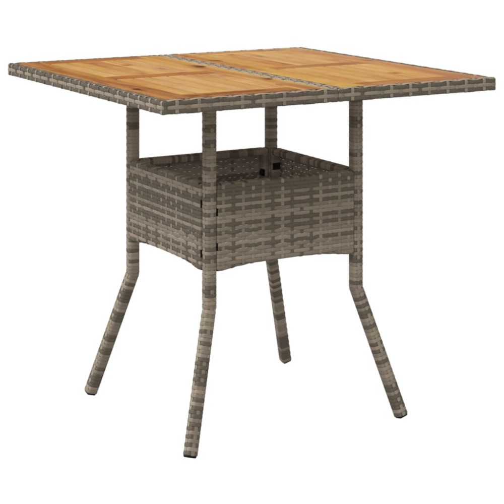 vidaXL Masă grădină, blat din lemn acacia gri 80x80x75 cm poliratan