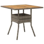 vidaXL Masă grădină, blat din lemn acacia gri 80x80x75 cm poliratan