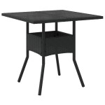 vidaXL Masă grădină cu blat din sticlă, negru, 80x80x75 cm, poliratan