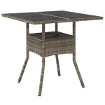 vidaXL Masă de grădină cu blat din sticlă, gri, 80x80x75 cm, poliratan vidaXL Masă de grădină cu blat din sticlă, gri, 80x80x75 cm, poliratan