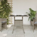 vidaXL Masă de grădină cu blat din sticlă, gri, 80x80x75 cm, poliratan vidaXL Masă de grădină cu blat din sticlă, gri, 80x80x75 cm, poliratan