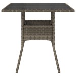 vidaXL Masă de grădină cu blat din sticlă, gri, 80x80x75 cm, poliratan vidaXL Masă de grădină cu blat din sticlă, gri, 80x80x75 cm, poliratan