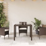 vidaXL Masă de grădină cu blat din sticlă, maro, 90x90x75cm, poliratan vidaXL Masă de grădină cu blat din sticlă, maro, 90x90x75cm, poliratan