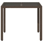vidaXL Masă de grădină cu blat din sticlă, maro, 90x90x75cm, poliratan vidaXL Masă de grădină cu blat din sticlă, maro, 90x90x75cm, poliratan