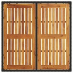 vidaXL Masă grădină, blat din lemn acacia, negru 90x90x75 cm poliratan