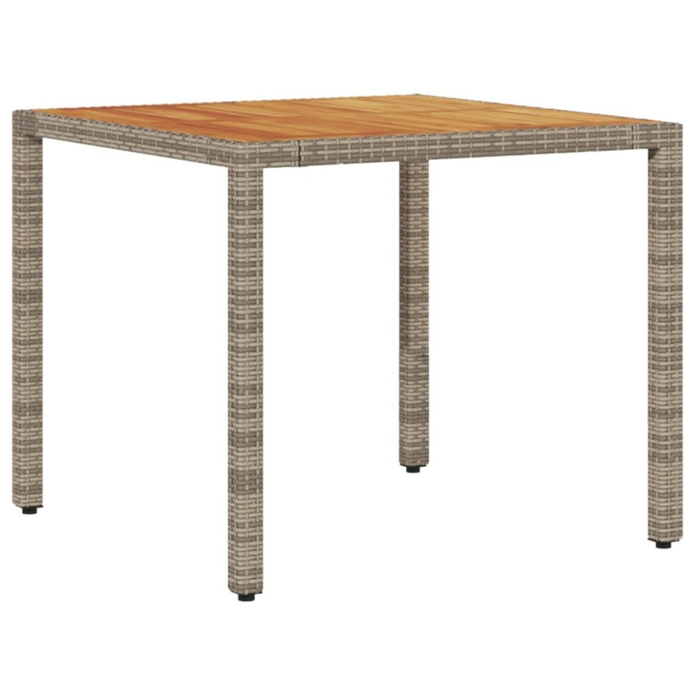 vidaXL Masă grădină, blat din lemn acacia gri 90x90x75 cm poliratan