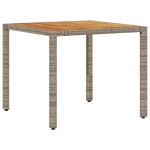 vidaXL Masă grădină, blat din lemn acacia gri 90x90x75 cm poliratan