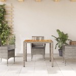 vidaXL Masă grădină, blat din lemn acacia gri 90x90x75 cm poliratan