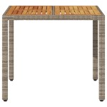 vidaXL Masă grădină, blat din lemn acacia gri 90x90x75 cm poliratan