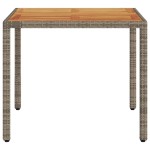 vidaXL Masă grădină, blat din lemn acacia gri 90x90x75 cm poliratan