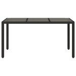 vidaXL Masă grădină cu blat din sticlă, negru, 150x90x75 cm, poliratan