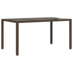 vidaXL Masă de grădină cu blat din sticlă maro 150x90x75 cm, poliratan