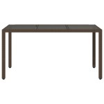 vidaXL Masă de grădină cu blat din sticlă maro 150x90x75 cm, poliratan