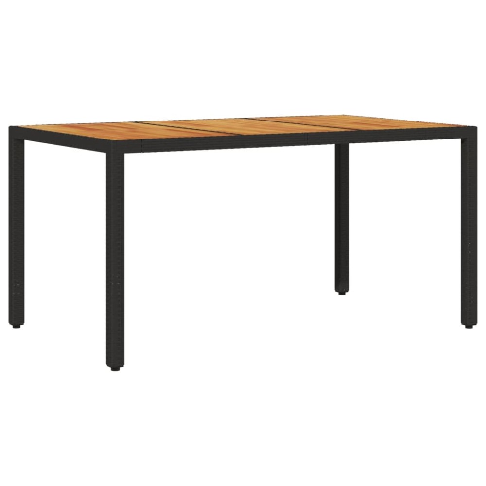 vidaXL Masă grădină, blat din lemn acacia negru 150x90x75 cm poliratan