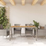 vidaXL Masă grădină, blat din lemn acacia gri 150x90x75 cm poliratan