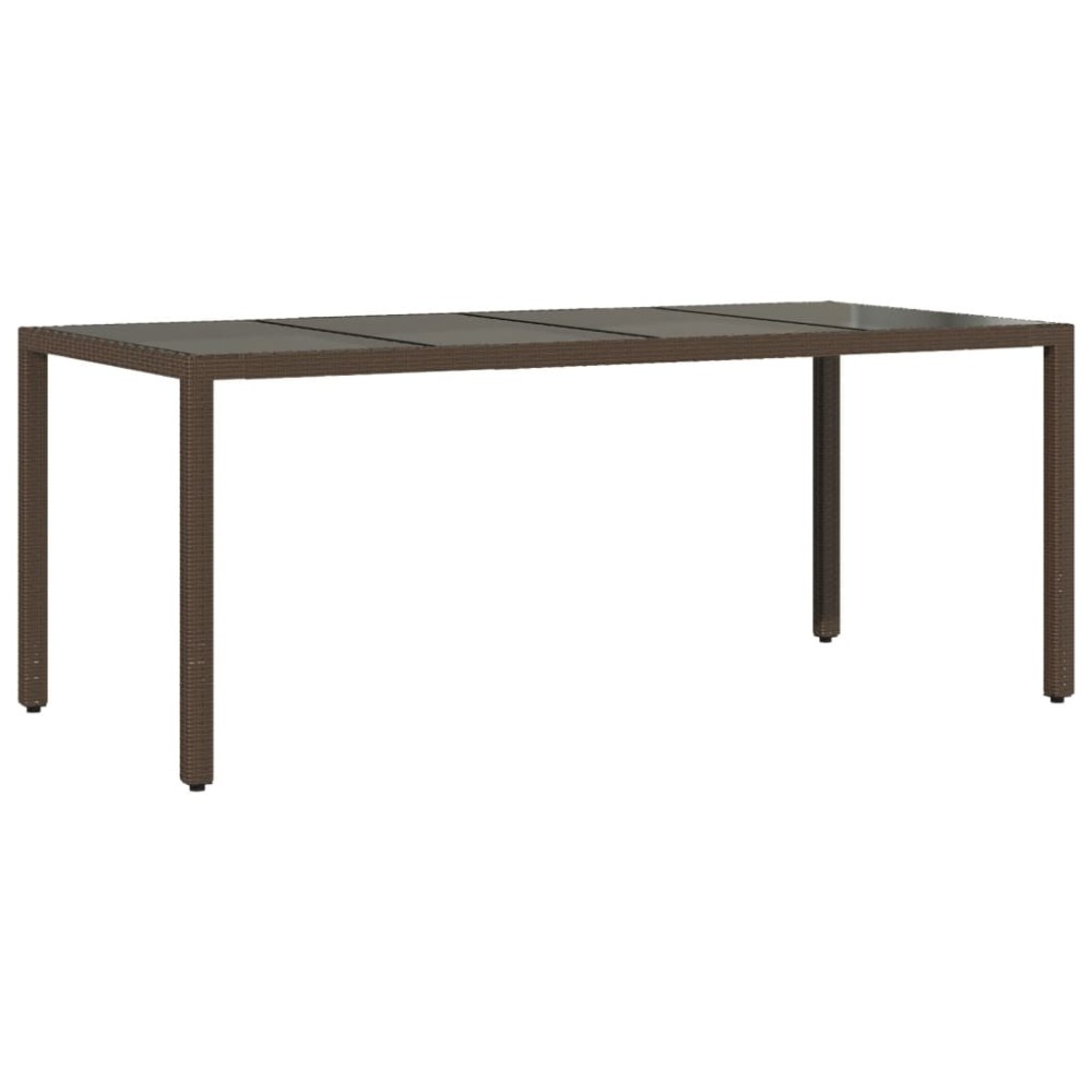 vidaXL Masă de grădină cu blat din sticlă maro 190x90x75 cm poliratan