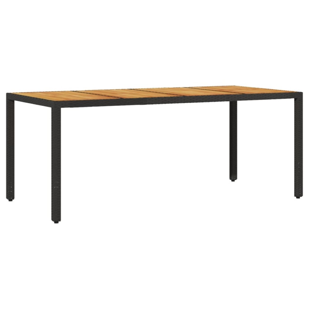 vidaXL Masă grădină, blat din lemn acacia negru 190x90x75 cm poliratan