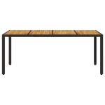 vidaXL Masă grădină, blat din lemn acacia negru 190x90x75 cm poliratan