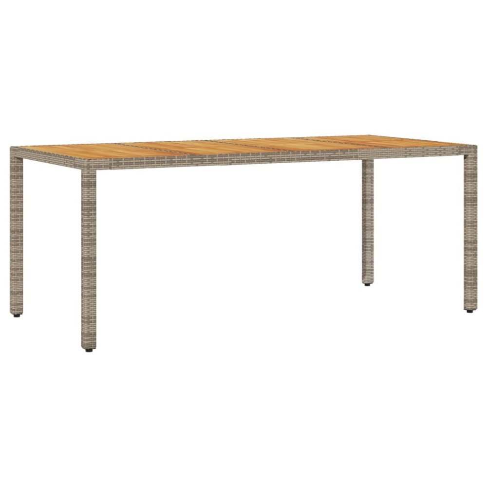 vidaXL Masă grădină, blat din lemn acacia gri 190x90x75 cm poliratan