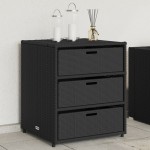 vidaXL Dulap depozitare de grădină, negru, 55x59x69 cm, poliratan vidaXL Dulap depozitare de grădină, negru, 55x59x69 cm, poliratan
