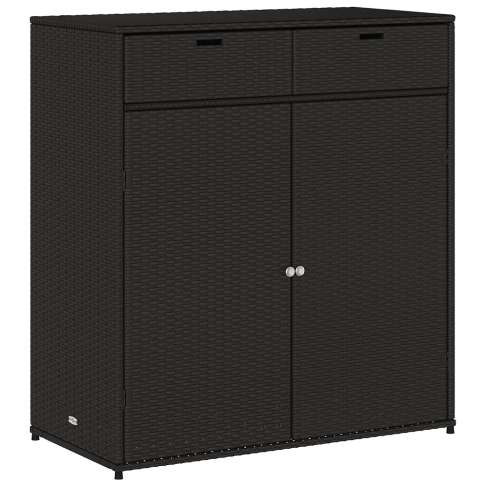 vidaXL Dulap depozitare de grădină, negru, 105x55x113 cm, poliratan