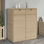 vidaXL Dulap depozitare de grădină, bej, 105x55x113 cm, poliratan vidaXL Dulap depozitare de grădină, bej, 105x55x113 cm, poliratan