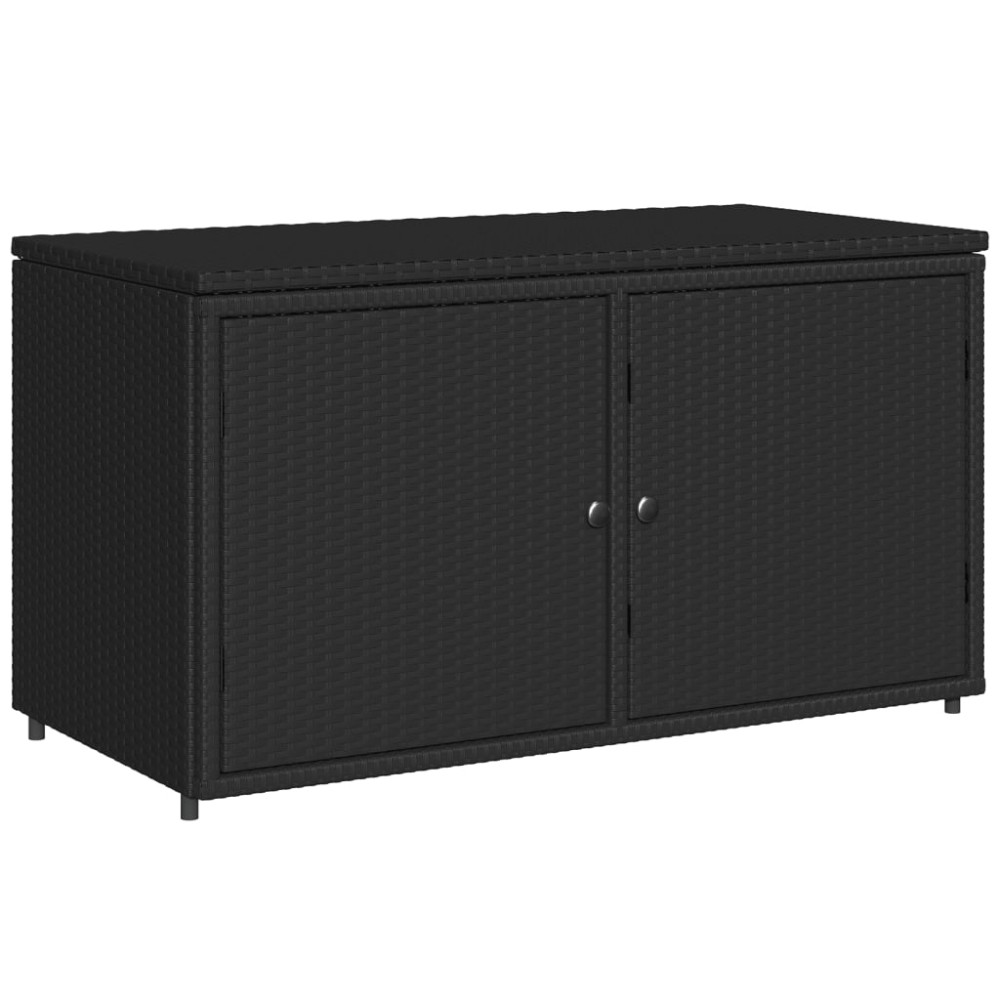 vidaXL Dulap depozitare de grădină, negru, 110x55x60,5 cm, poliratan